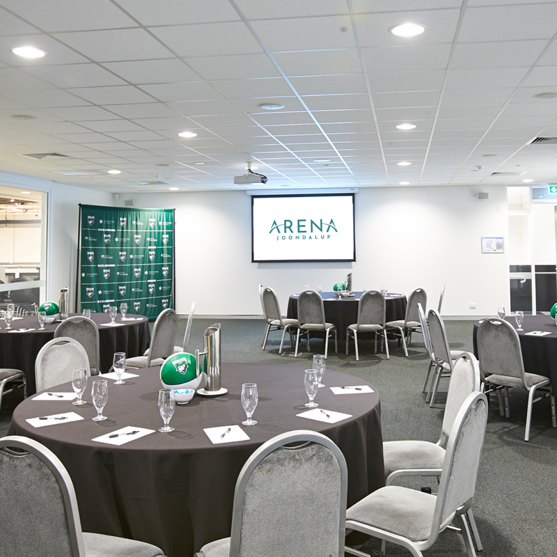 A photo of a set up function room within Arena Joondalup
