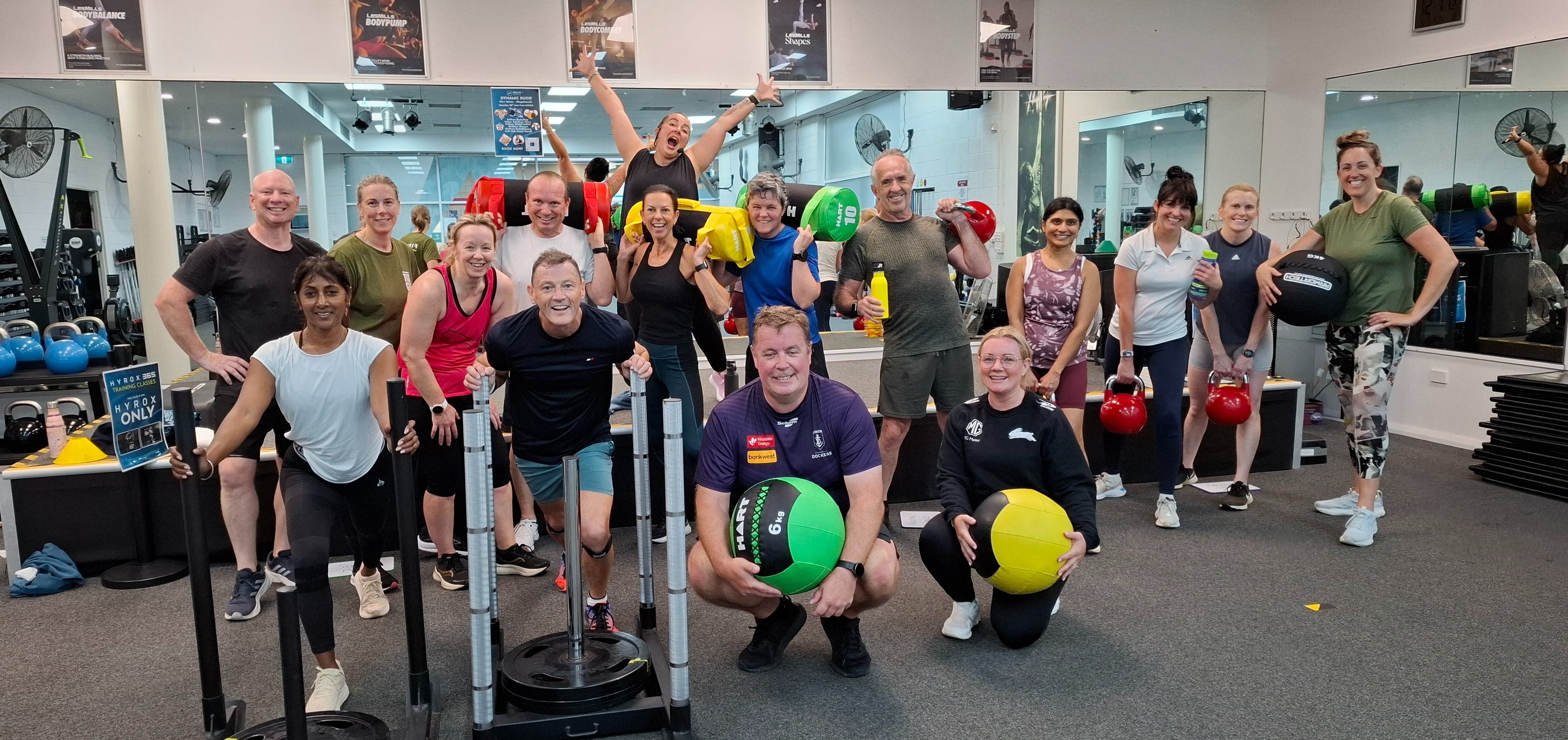 Group photo of members in the HYROX Training Club at Arena Joondalup