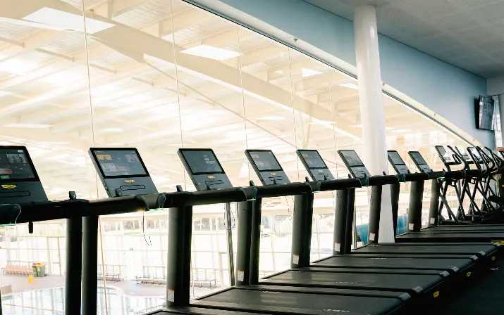 A photo of several treadmills