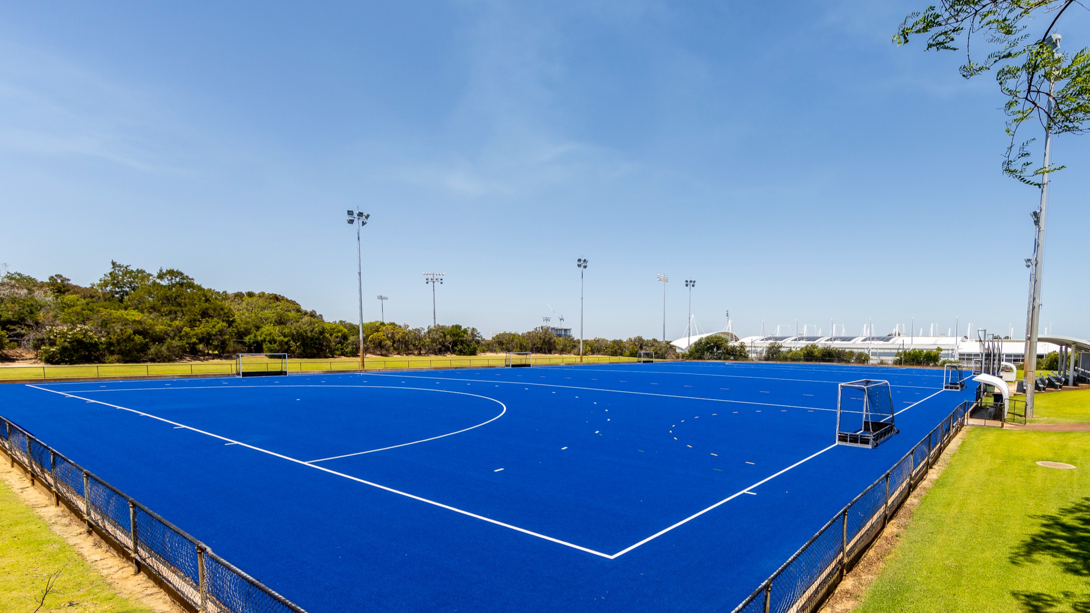 A photo of an Astro turf field for hockey and soccer at Arena joondalup
